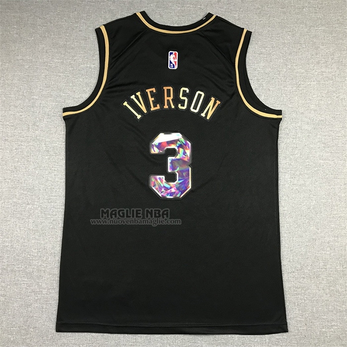 Maglia
 Allen Iverson NO 3 Philadelphia 76ers Golden Edition 2021-22 Nero
